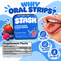 STASH oral strips with no pills, no water needed and on-the-go callouts