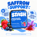 Saffron Crocus sativus 10 mg spotlight and blue STASH appetite balance tin